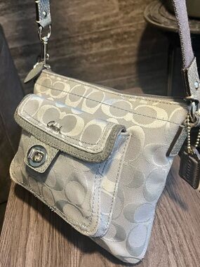 Coach Y2K 🐍 Signature Turnlock Mini Crossbody Grey Jacquard ‘Snakeskin’ Trim Bag